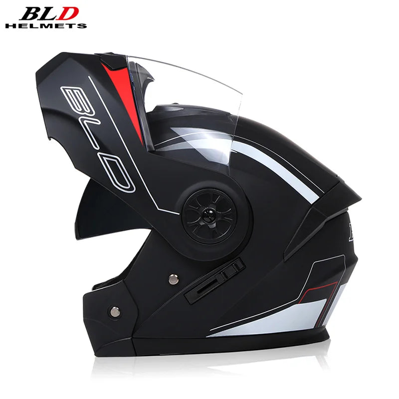 Bld masculino feminino moda dupla lente capacetes de corrida motocross modular flip up casco moto personalizado capacete rosto cheio da motocicleta