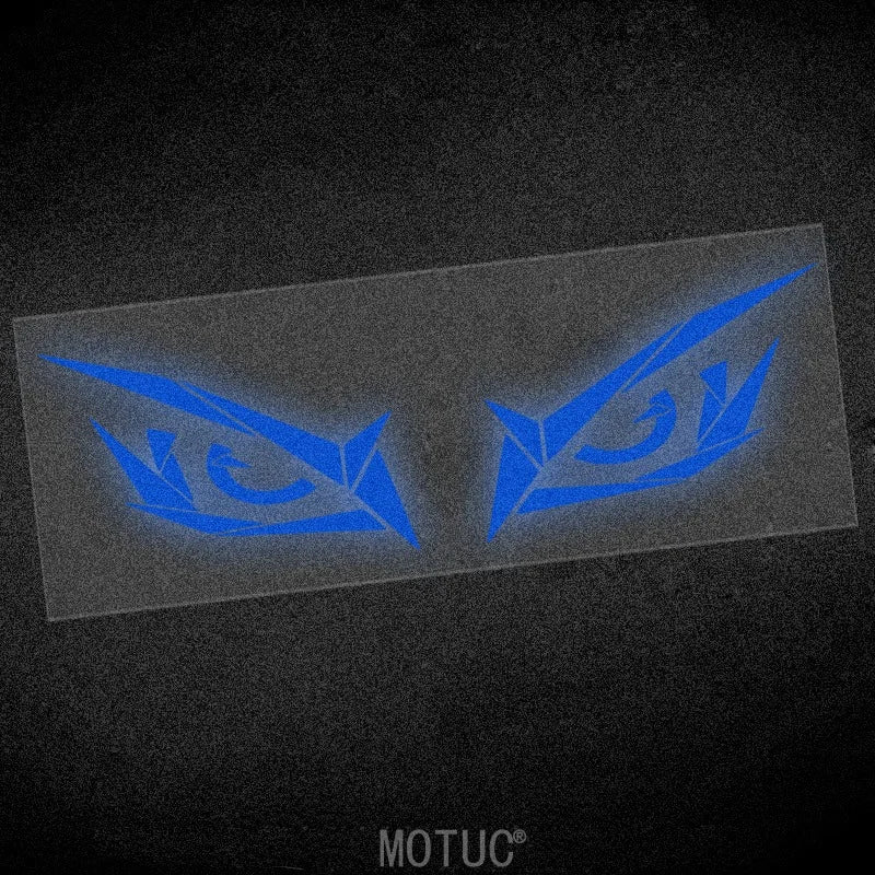 1 Par de Adesivos Criativos Refletivos Olhos de Monstro para Moto, Impermeáveis, para Farol, Tanque de Combustível e Carroceria de Scooter, Decalques de Vinil DIY