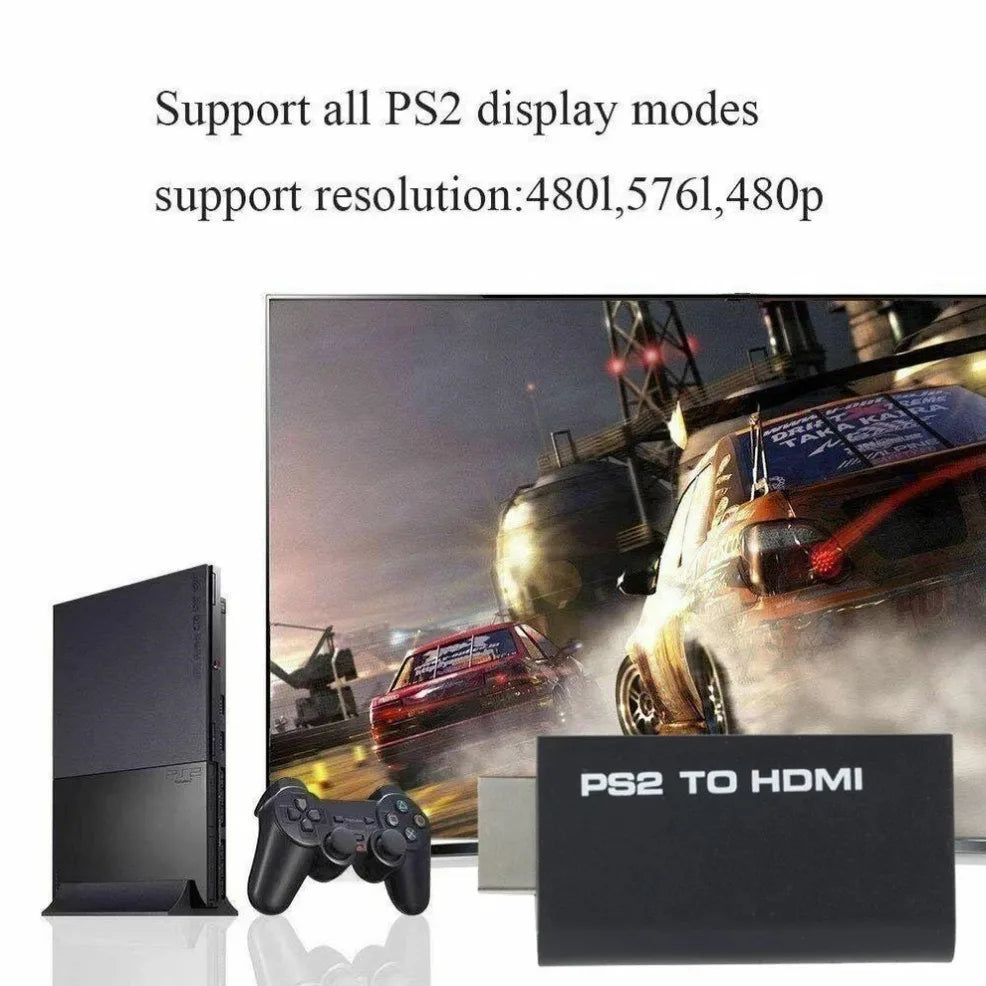 For PS2 to HDMI-compatible Converter Audio Video Adapter Full HD 480i/480p/576i with 3.5mm Audio Output for All PS2 Display Mode