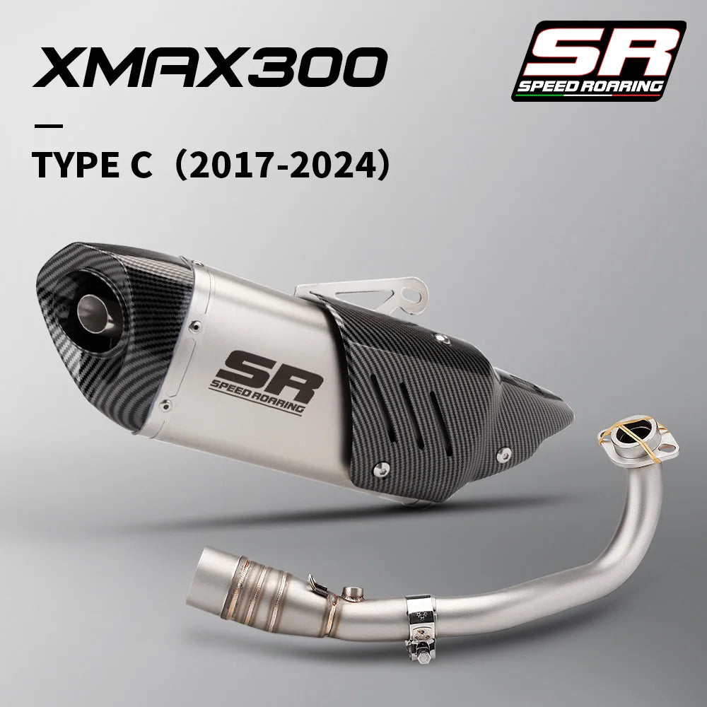 Escape da motocicleta para xmax300 xmax 250 300 400 2017-2024 motocicleta sistema completo silenciador de escape tubo de ligação intermediária