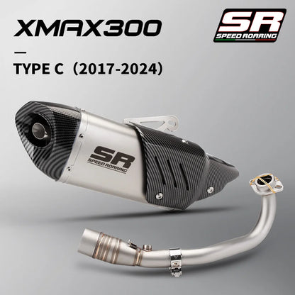 Escape da motocicleta para xmax300 xmax 250 300 400 2017-2024 motocicleta sistema completo silenciador de escape tubo de ligação intermediária
