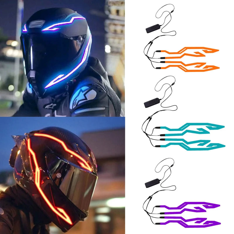 Motorcycle Helmet Light Fluorescent Helmet Decorative Bar Led Riding Signal Light Strip DIY Helmet Cover Decor Light Bar