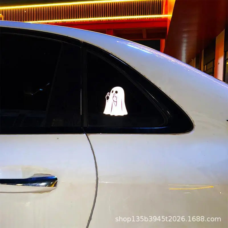 Adesivo Decorativo de Halloween com Fantasma Brilhante, Criativo e Personalizado para Carro e Motocicleta, Padrão Engraçado para Aplicar na Carroceria