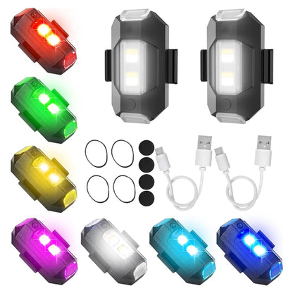 Luz estroboscópica universal para motocicleta, lâmpada de aviso usb para carro, led, anti-colisão, drone, voo noturno, mini luz de sinal piscante