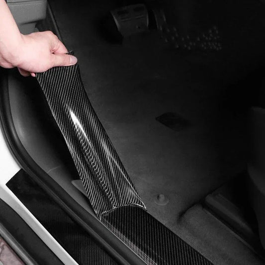 Adesivo de Fibra de Carbono 3D para Carro, Faixa Protetora DIY, Fita Anti-Risco para Porta e Espelho Lateral, Filme Protetor à Prova d'Água