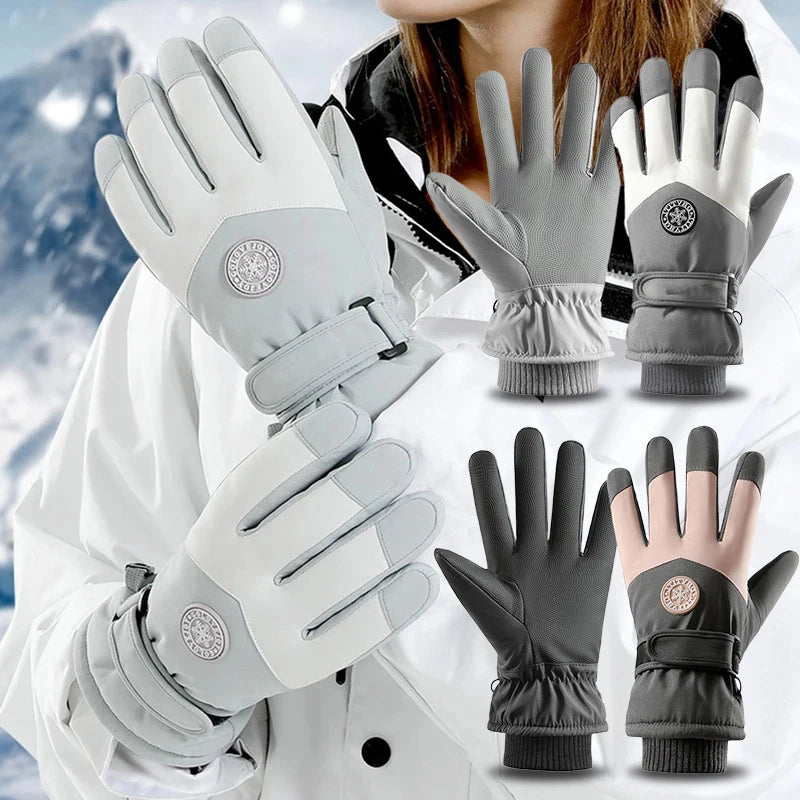 Inverno unisex snowboard luvas de esqui couro do plutônio antiderrapante tela sensível ao toque à prova dwaterproof água da motocicleta ciclismo velo quente luvas de neve feminino