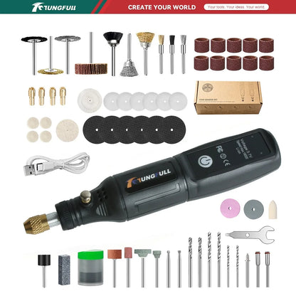 Ferramenta rotativa mini sem fio, furadeira elétrica, caneta de gravação recarregável por USB, para uso manual, polimento, perfuração, entalhe e trabalhos de bricolagem.