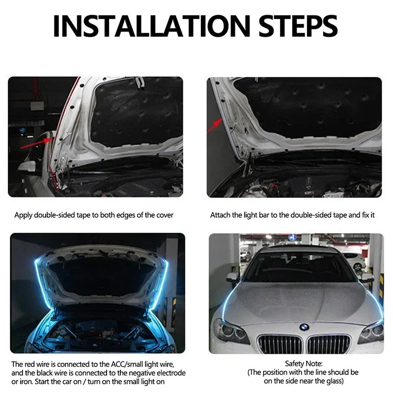 LED  Car Daytime Running Light DRL With Turn Signal Lamp Car Hood Decorative Light Strip With Start Scan Meteor Dynamic 12V