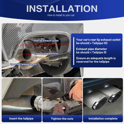 Ponteiras de Escape ER Upgrade em Aço Inoxidável Fosco, Acessórios Automotivos, Tubo de Silenciador, Ponteira de Escape Modificada, Bicos de Saída Dupla