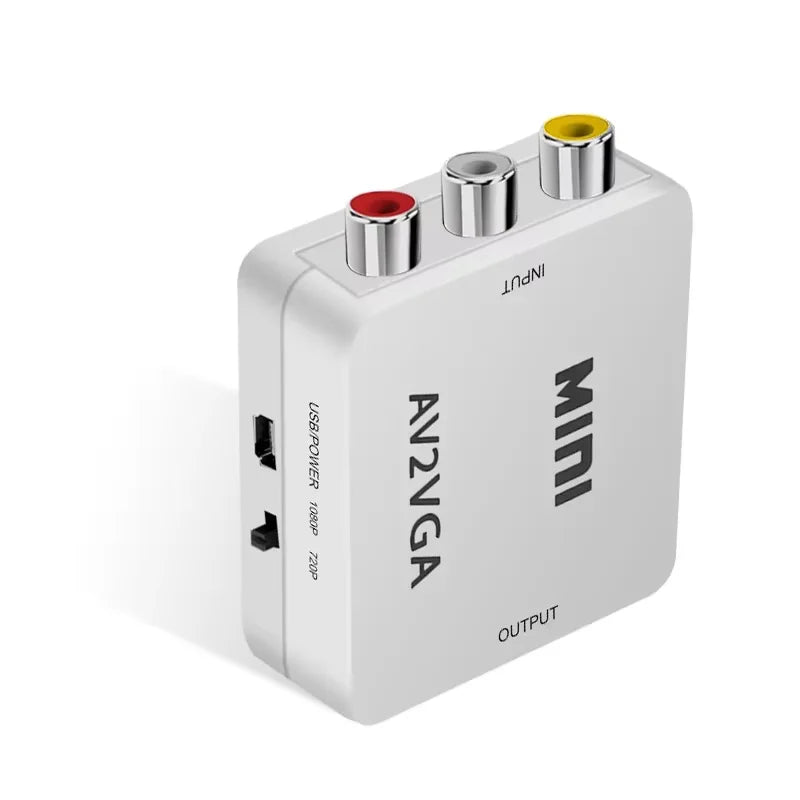 1080P Mini AV RCA CVBS to VGA Video Converter with 3.5mm Audio Supports PAL NTS Video Adapter for TV Set-Top Box Monitor PC
