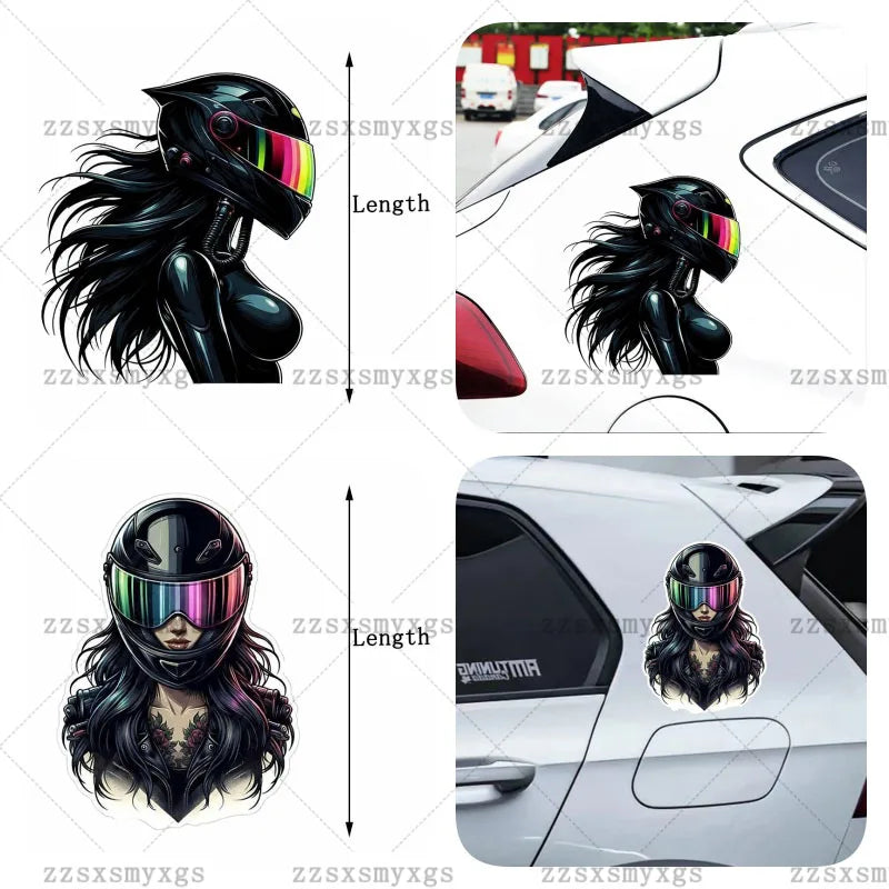 Adesivos de carro para meninas com tema escuro, adequados para corpo de carro, pára-brisa, capacete de motocicleta, porta-malas, decalque de vinil, acessórios de carro
