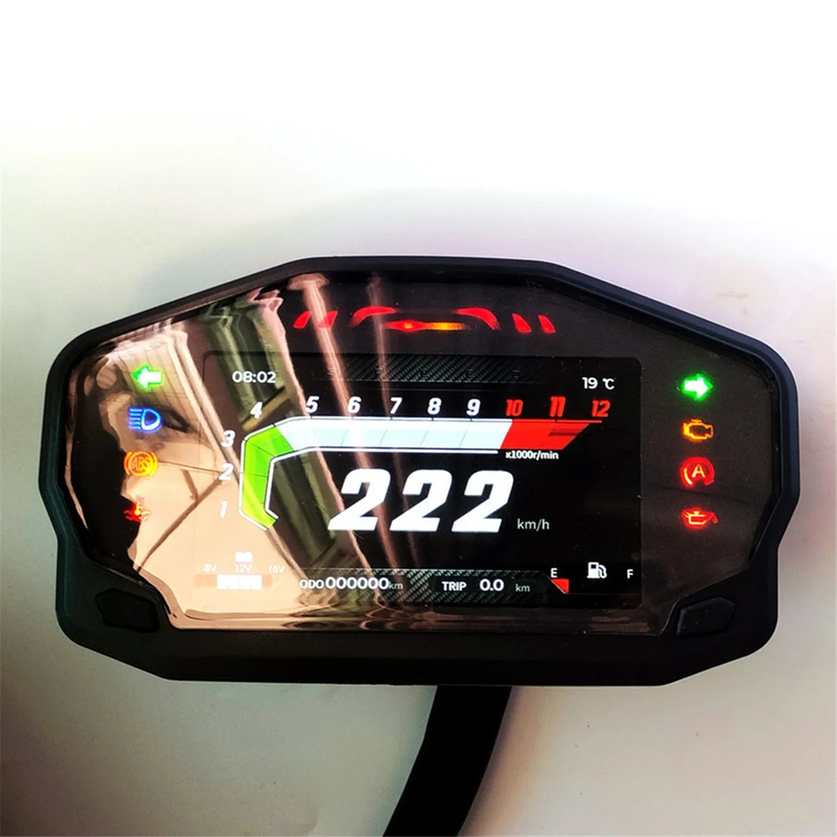 Y79A_AD Universal Motocicleta Painel Tacômetro LCD Digital 12000rpm Velocímetro para 2-4 Cilindros Odômetro