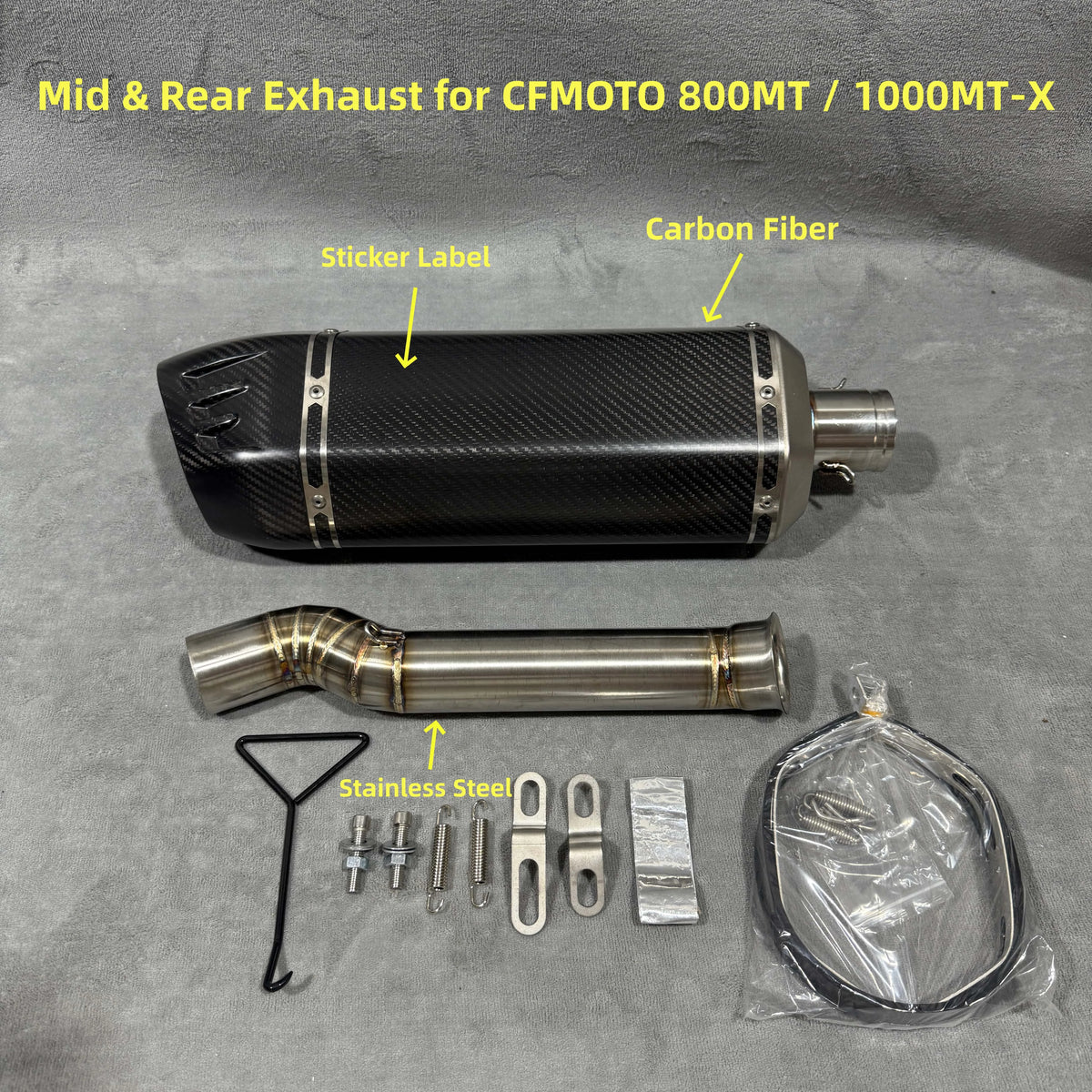 Escapamento para CFMOTO 800MT / 1000MT-X, Conjunto Completo com Tubo Intermediário e Silenciador Traseiro, DB Killer Integrado