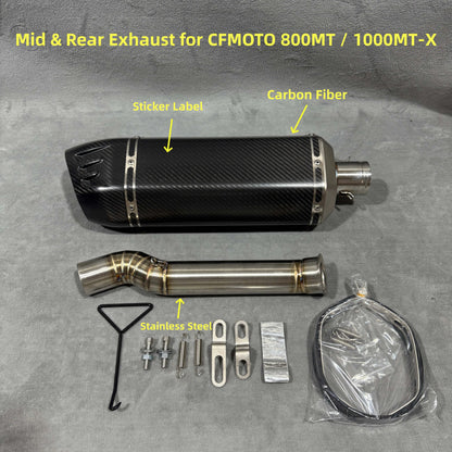 Escapamento para CFMOTO 800MT / 1000MT-X, Conjunto Completo com Tubo Intermediário e Silenciador Traseiro, DB Killer Integrado