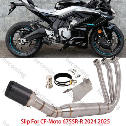 Sistema de Escape Completo com Coletor para CF-Moto 675SR-R 675NK 675SS 2024, Tubo de Ligação Frontal com Silenciador e Sensores
