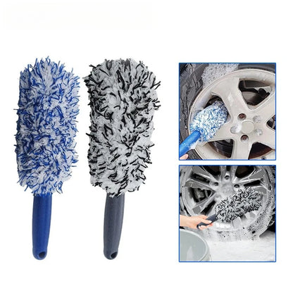 Escova Portátil de Pelúcia para Limpeza de Rodas e Pneus de Carro, Ferramenta de Lavagem e Remoção de Poeira para Detalhamento Automotivo