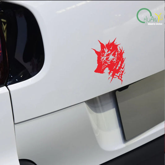 Adesivo de carro elétrico dinâmico motocicleta cabeça de lobo decoração personalizada criativa proteção contra arranhões à prova d'água