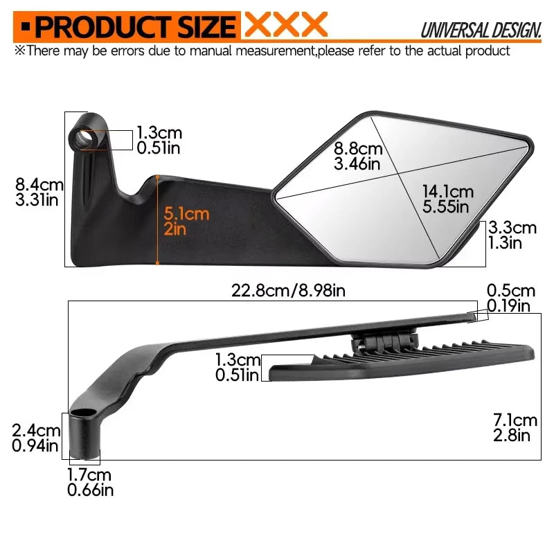 Espelho retrovisor ajustável furtivo para motocicleta, espelhos de asa fixa para bajaj dominar 250 400 pulsar dominar400 2017-2024