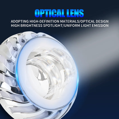 Farol de motocicleta led anjo diabo olhos flash farol lente do projetor feixe alto/baixo holofote estroboscópico drl lâmpada halo duplo