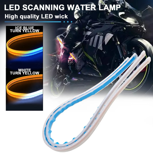 2 pçs lâmpada de sinal volta da motocicleta led luzes diurnas luz da cauda drl decoração à prova dwaterproof água tira freio do motor fluindo luz