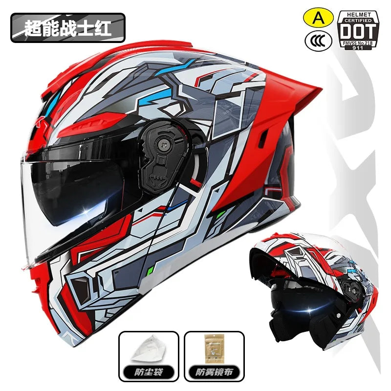 Capacete de motocicleta com certificação 3C&DOT, masculino e feminino, modular, quente para o inverno, quatro estações, capacete de segurança para scooter elétrica