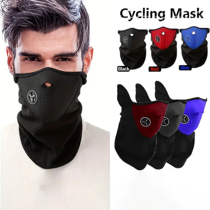 Inverno máscara de ciclismo quente à prova de vento à prova de poeira motocycle meia face capa malha respirável polar velo máscara facial de esqui térmica