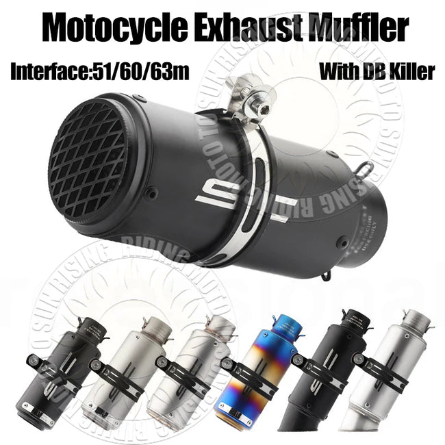 51/60/63mm inoxidável sc moto escape & db assassino para gp projeto de corrida silenciador tubo cauda atualização modificado