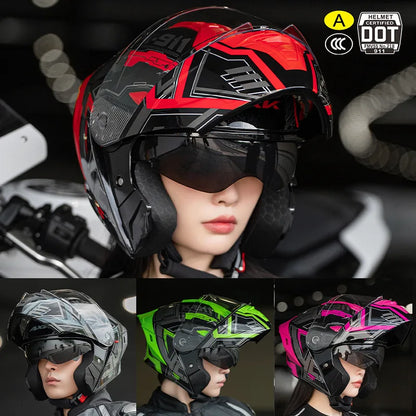 Capacete de motocicleta com certificação 3C&DOT, masculino e feminino, modular, quente para o inverno, quatro estações, capacete de segurança para scooter elétrica
