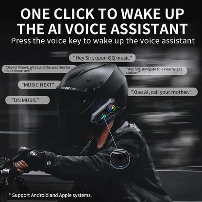 Fone de Ouvido Bluetooth 5.3 para Capacete de Moto Y10, Kit de Chamadas Sem Fio, Reprodutor de Música MP3 à Prova d'Água