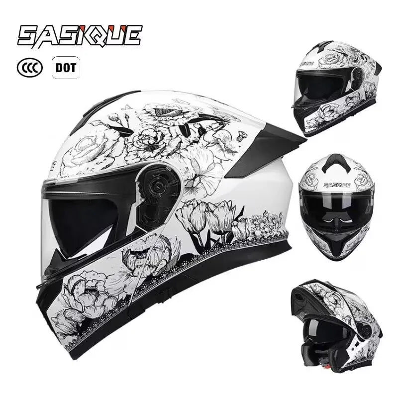 Flip up capacete da motocicleta rosto cheio lente dupla fora de estrada capacete de corrida dos homens cascos para moto capacete de moto dot aprovado