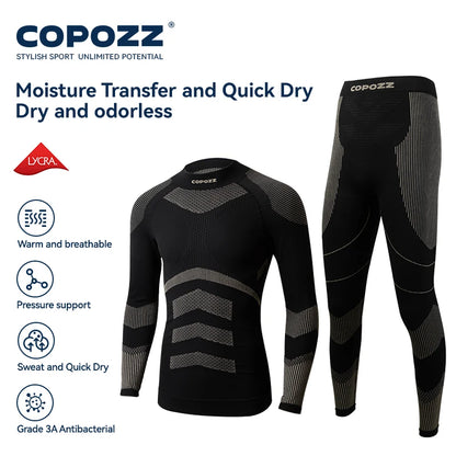 Copozz mulheres homens 3a antimicrobiano esqui roupa interior térmica fitness treino ginásio snowboard esporte pressão suporta quente longo johns