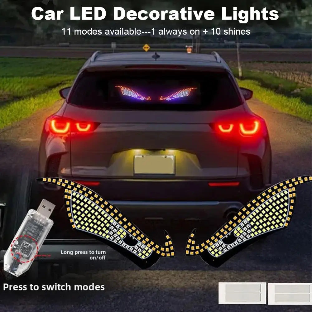 Car LED Decorative Lights Creative RGB Dynamic Truck Devil Eye Light LED Display Multi-Mode Demon Eye Waterproof Dustproof Light