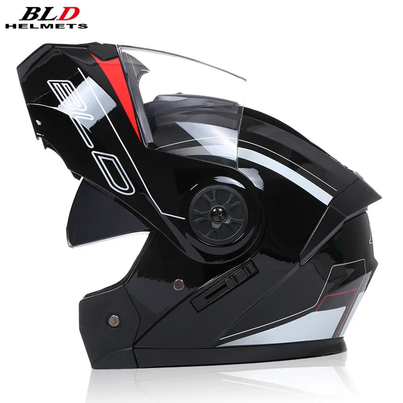 Bld masculino feminino moda dupla lente capacetes de corrida motocross modular flip up casco moto personalizado capacete rosto cheio da motocicleta