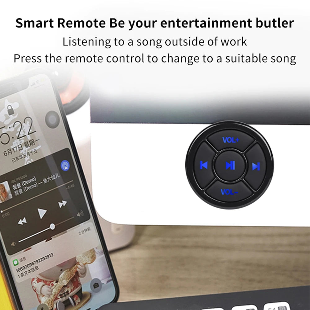 Wireless Media Bluetooth-compatible Button Remote Controller Car Motorcycle Steering Wheel MP3 Music Play For IOS Android Tablet