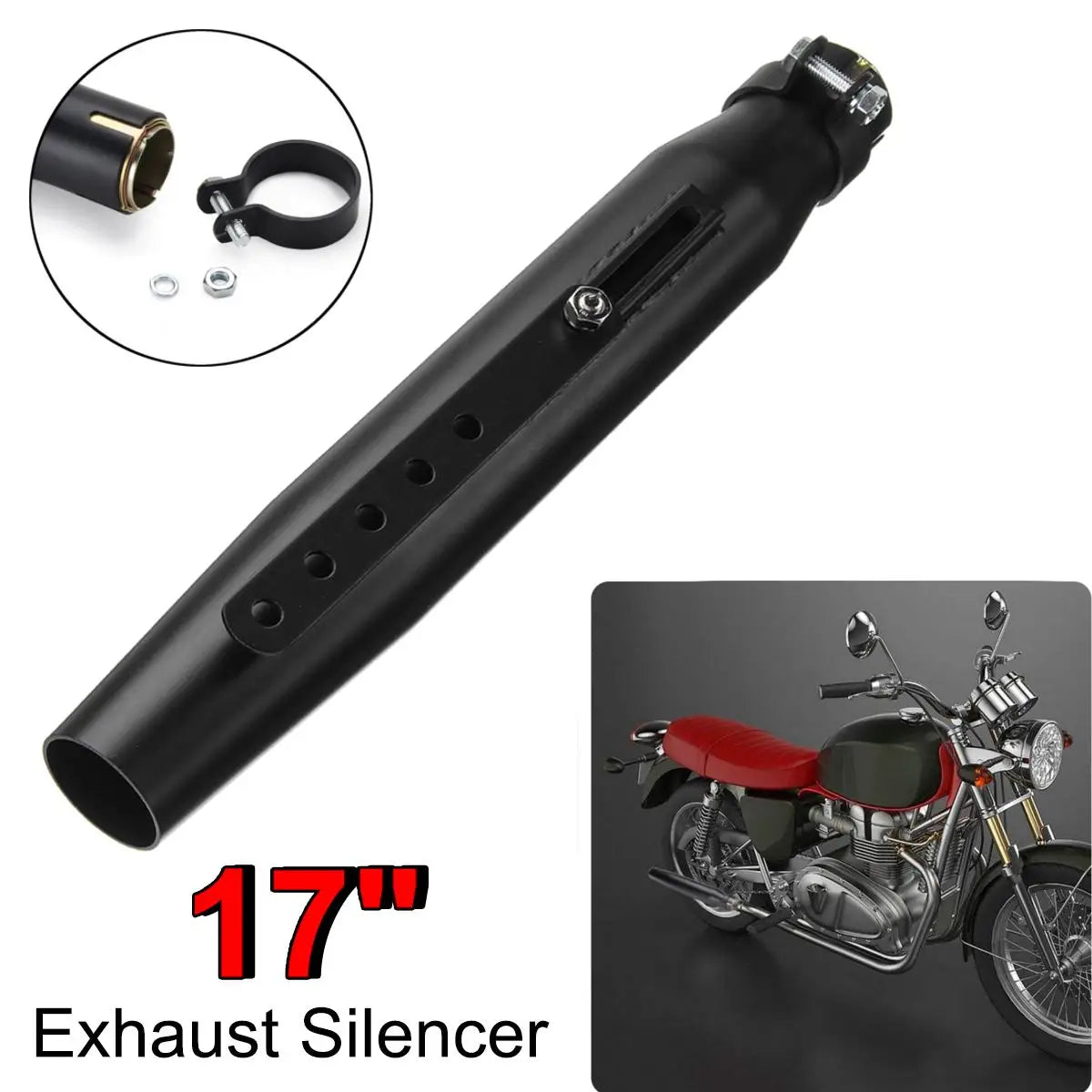 Silenciador de escapamento universal para motocicleta, retrô, vintage, clássico, galvanoplastia, escape moto para cg125 sr400 cb500 vt500 cm300 500 cafe