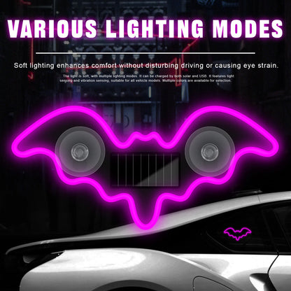 Luz Atmosférica Solar Universal em Forma de Morcego, LED Dinâmico com Gradiente, Acessório de Decoração para Interior de Carro RGB