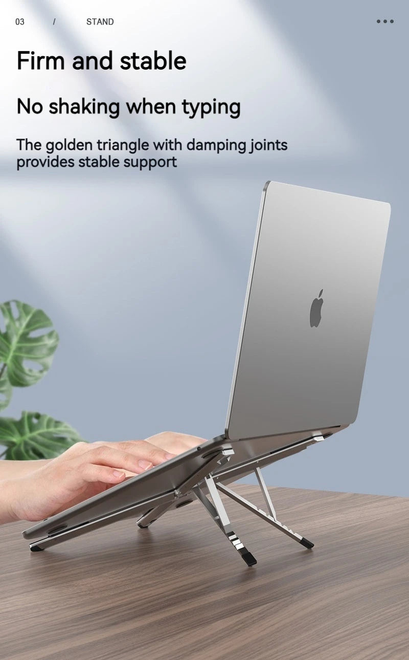 Mini suporte portátil dobrável de metal para laptop, ângulo de mesa ajustável, suporte para notebook, compatível com laptops e tablets de 10 a 17 polegadas