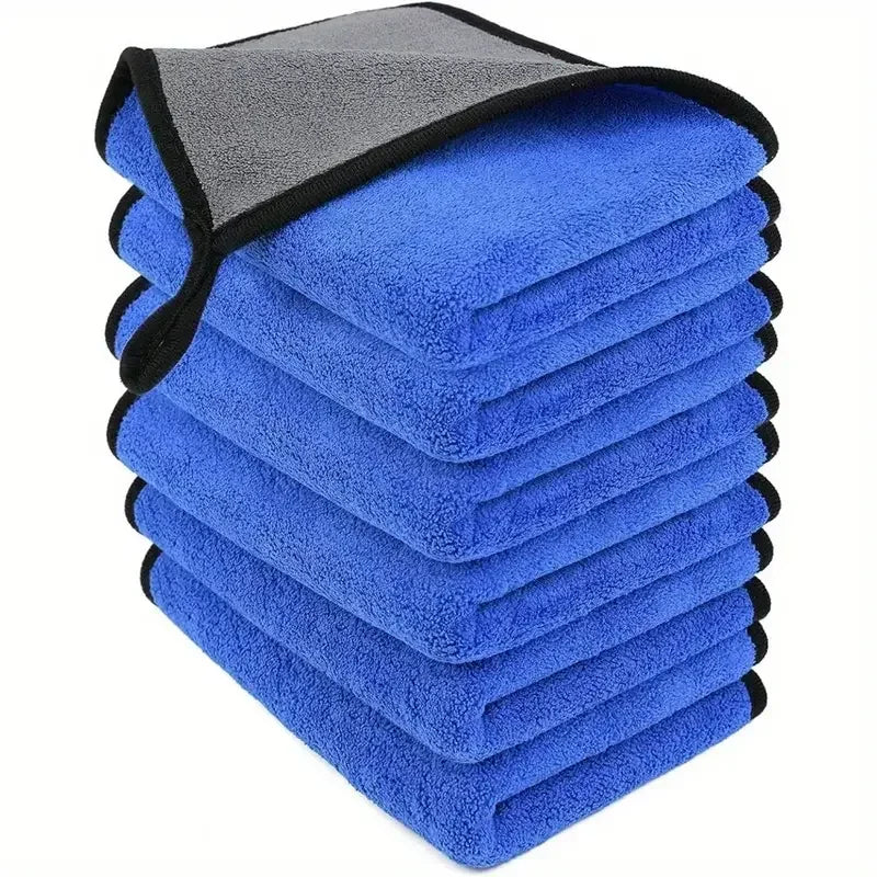 Toalha de microfibra para lavagem de carro, 1-4 peças, macia, secagem rápida, espelhos, limpeza, panos de limpeza de camada dupla para casa, 500gsm