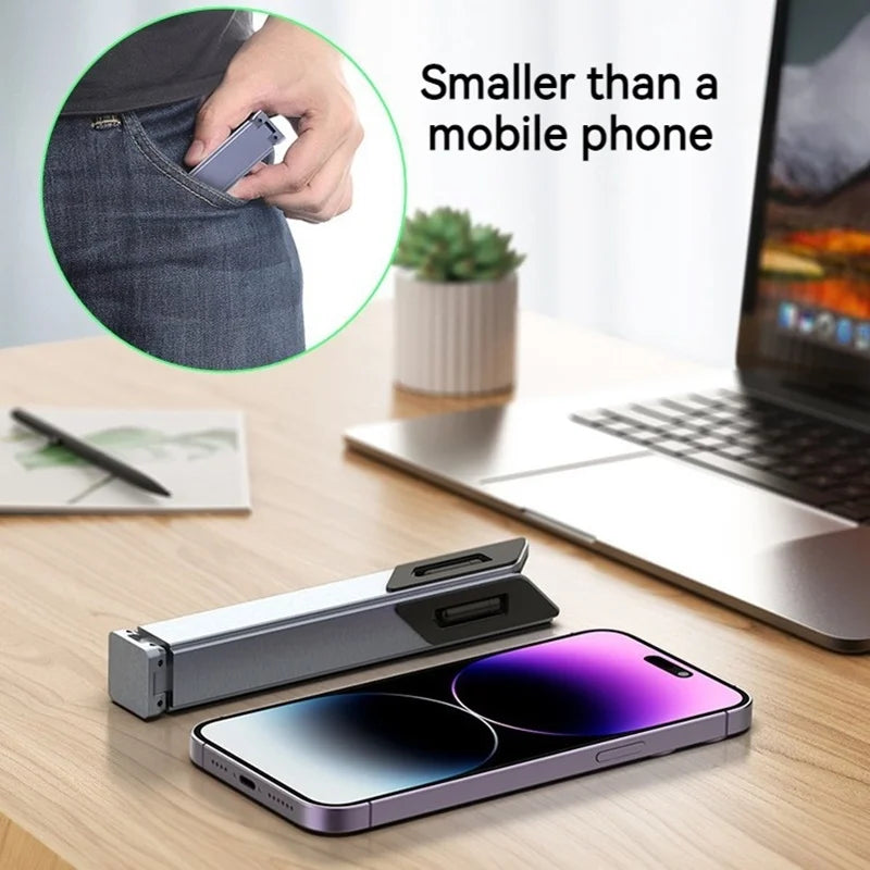 Mini suporte portátil dobrável de metal para laptop, ângulo de mesa ajustável, suporte para notebook, compatível com laptops e tablets de 10 a 17 polegadas
