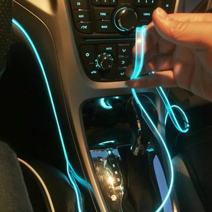 5m Car Interior Atmosfera Iluminação LED Strip 5V DIY Flexível EL Cold Light Line Tube Com USB Auto Decoração Ambient Lamp