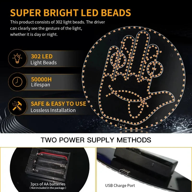 Car LED Funny Facial Expression Light With Remote Control Rear Window Multi-function Warning Reminder Lamp Exterior Accessories