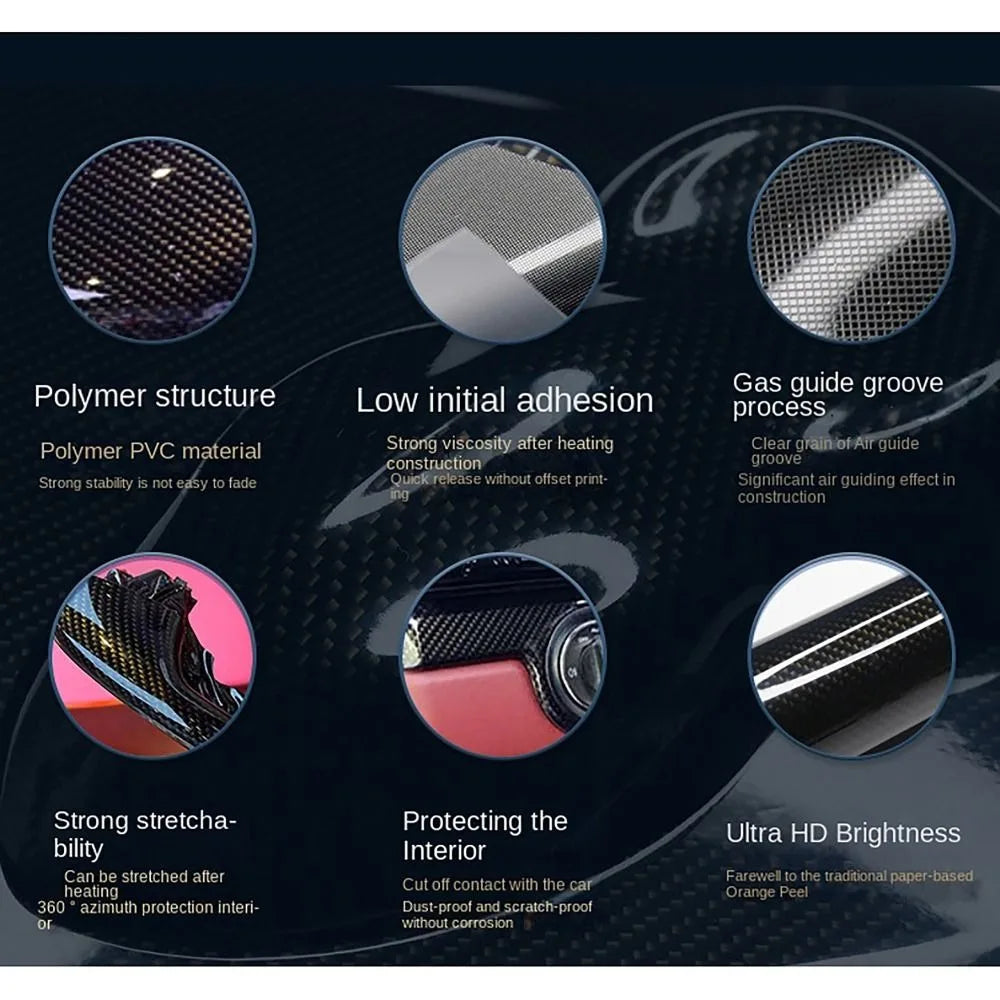 Adesivo de Fibra de Carbono Forjado 50x30CM, Película de Vinil de Fibra de Carbono com Efeito Fosco 3D/6D e Alto Brilho para Adesivos de Carroceria de Motocicleta