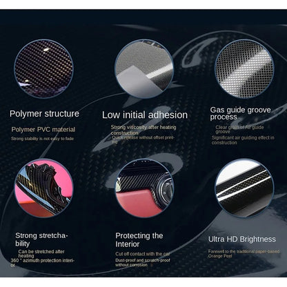 Adesivo de Fibra de Carbono Forjado 50x30CM, Película de Vinil de Fibra de Carbono com Efeito Fosco 3D/6D e Alto Brilho para Adesivos de Carroceria de Motocicleta