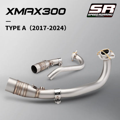 Sistema de escape da motocicleta para xmax300 xmax 250 300 400 2017-2024 tubo de ligação frontal e silenciador