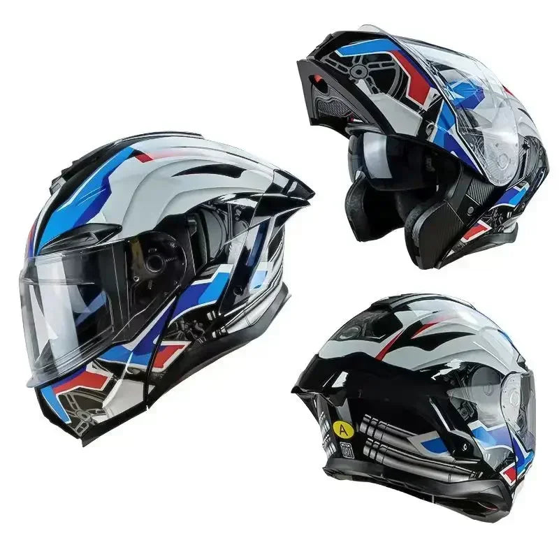 Flip up capacete da motocicleta rosto cheio lente dupla fora de estrada capacete de corrida dos homens cascos para moto capacete de moto dot aprovado