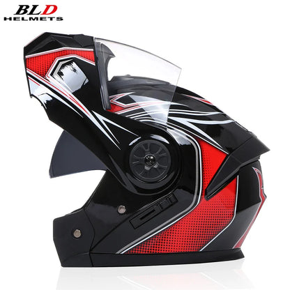 Bld masculino feminino moda dupla lente capacetes de corrida motocross modular flip up casco moto personalizado capacete rosto cheio da motocicleta