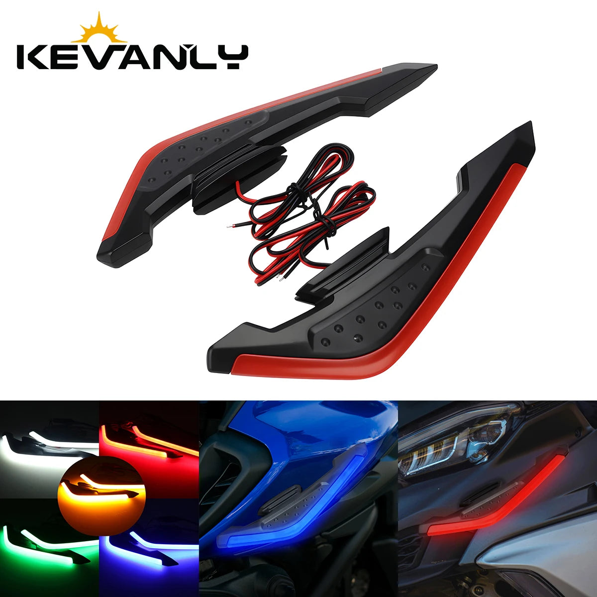 Kit de Luzes LED Aerodinâmicas para Motocicleta, 1 Par de Luzes Decorativas Universais para Motocicleta