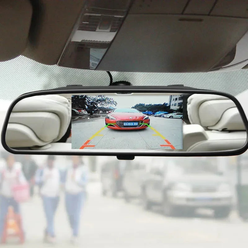 5 inch LCD Rear View Mirror Monitor Reversing Backup Camera Kit for Car MPV RV SUV Parking Easy Installation