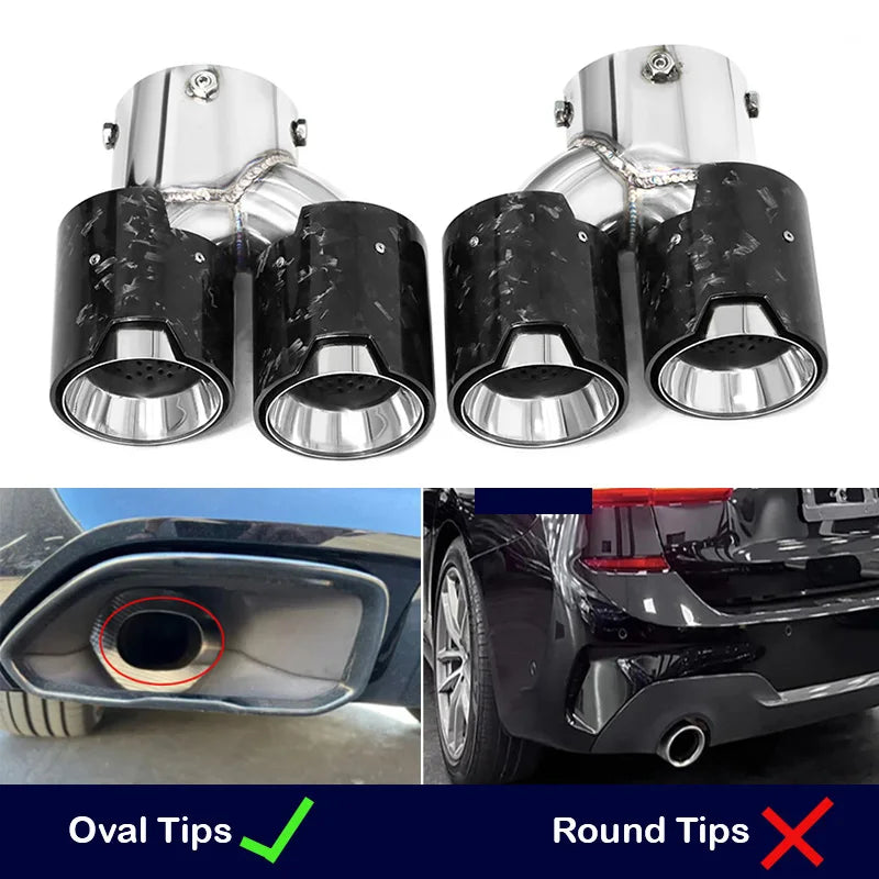 Ponta de escape de fibra de carbono quad para bmw g20 g21 m340i m240i g42 m440i m desempenho silenciador de escape ponta sistema de escape