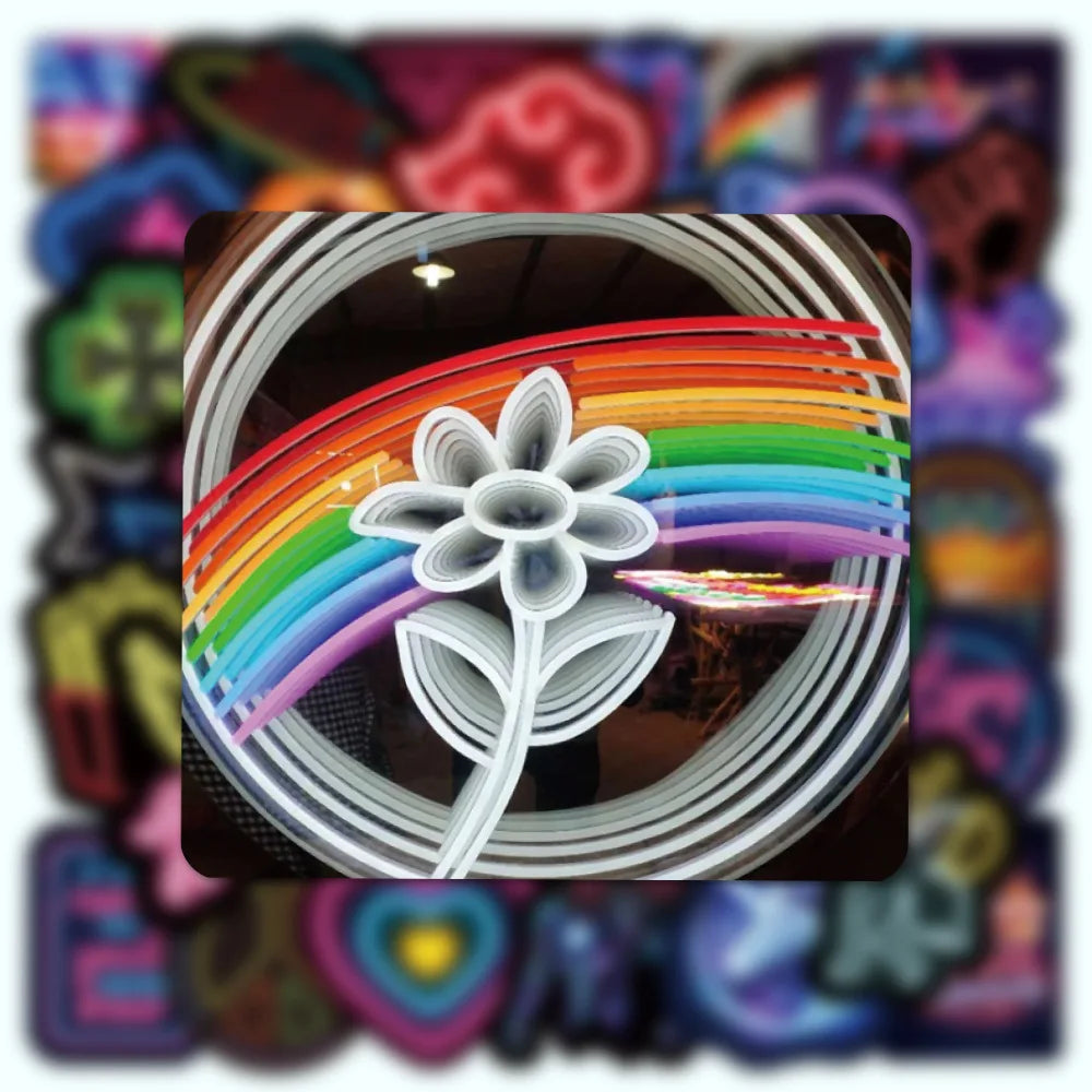 50/100pcs Neon Light Stickers for Skateboard Laptop Luggage Phone Case Car Motorcycle Bike Cool Waterproof Decals Sticker Kids